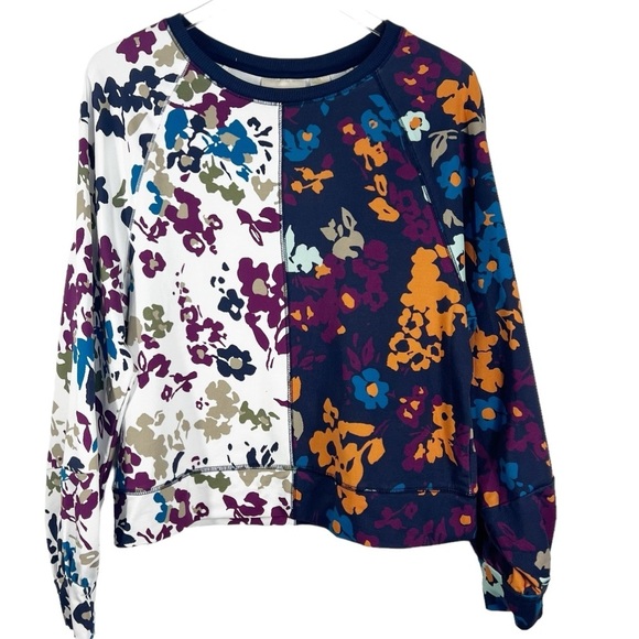 MAEVE by Anthropologie Floral Color block Oversized Crewneck Sweatshirt - Picture 1 of 10